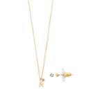 Lc Lauren Conrad Initial Pendant Necklace & Simulated Crystal Stud Earring Set, Women's, Gold