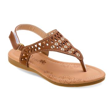 Petalia Cut Out Girls' Sandals, Size: 1, Brown