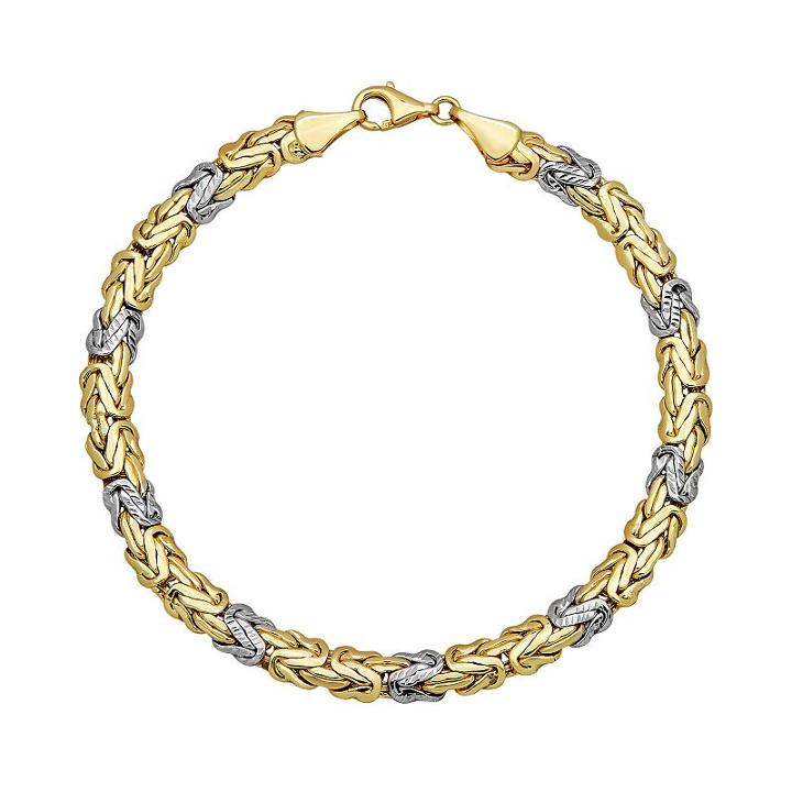 Everlasting Gold Two Tone 10k Gold Byzantine Chain Bracelet, Women's, Size: 7.5