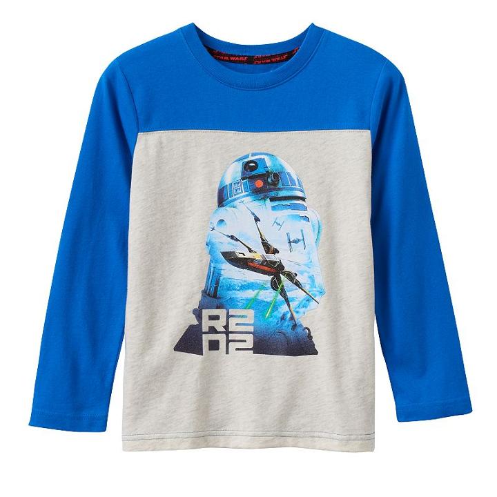 Boys 4-7x Star Wars A Collection For Kohl's R2-d2, X-wing & Tie Fighters Galaxy Tee, Boy's, Size: 4, Light Grey