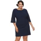 Plus Size Chaya Lazer Cut Shift Dress, Women's, Size: 18 W, Blue (navy)