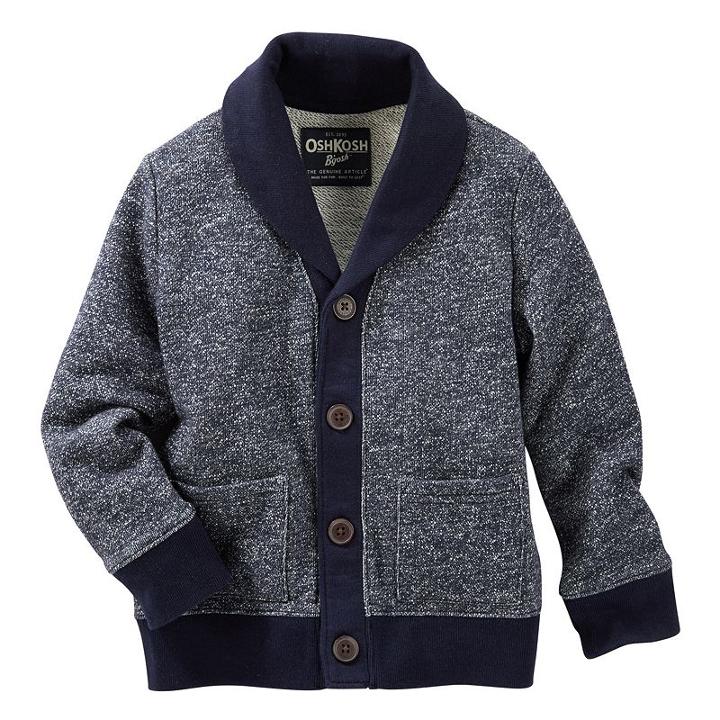 Boys 4-12 Oshkosh B'gosh&reg; Marled French Terry Shawl-collar Cardigan, Boy's, Size: 7, Med Blue