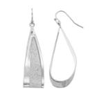 Silver Tone Glitter Abstract Hoop Earrings, Women's