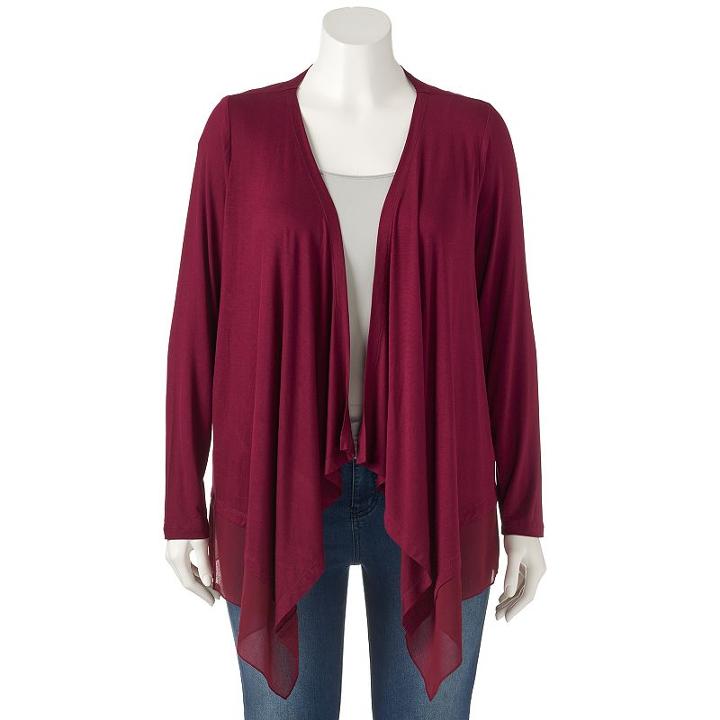 Plus Size Dana Buchman Open-front Cardigan, Women's, Size: 3xl, Dark Red