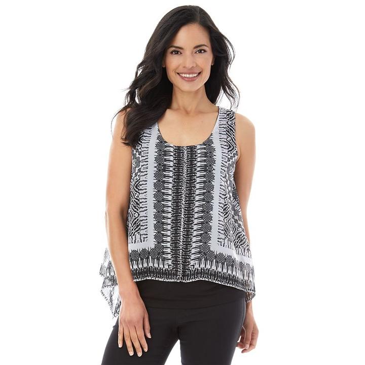 Women's Ab Studio Printed Popover Tank, Size: Medium, Ovrfl Oth