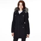 Women's Halitech Faux-fur Hooded Anorak Cotton Parka, Size: Large, Black