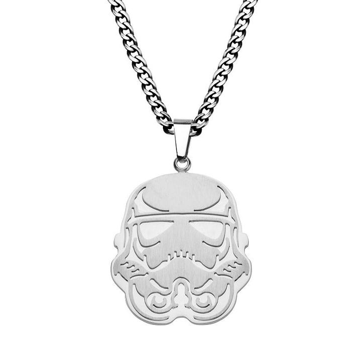 Star Wars Stainless Steel Stormtrooper Pendant Necklace, Men's, Size: 22, Grey