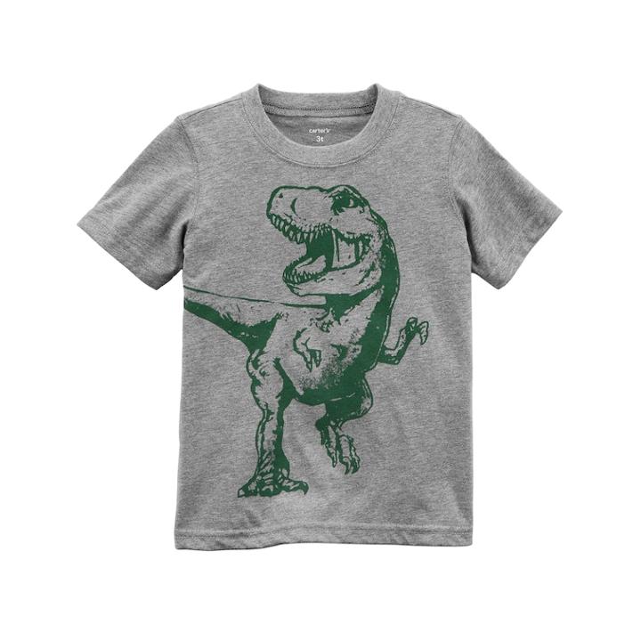 Boys 4-8 Carter's Green T-rex Dinosaur Graphic Tee, Size: 7, Light Grey