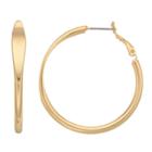 Gold Tone Flat Edge Hoop Earring, Women's