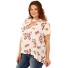 Juniors' Plus Size Wallflower Choker Neck High-low Tee, Teens, Size: 2xl, White Oth