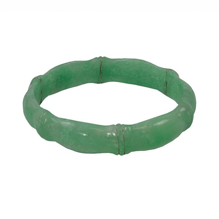 Sterling Silver Jade Bangle Bracelet, Women's, Size: 7.5, Green