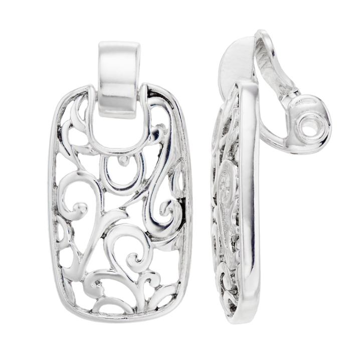 Napier Filigree Doorknocker Clip-on Earrings, Women's, Silver