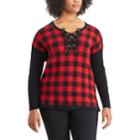 Plus Size Chaps Buffalo Check Sweater, Women's, Size: 1xl, Red