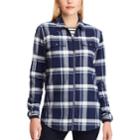 Women's Chaps Plaid Zip-front Shirt, Size: Medium, Blue