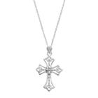 Primrose Sterling Silver Scroll Cross Pendant Necklace, Women's, Grey