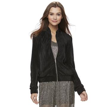 Juniors' Jolie Vie Pleated Bomber Jacket, Girl's, Size: Small, Black