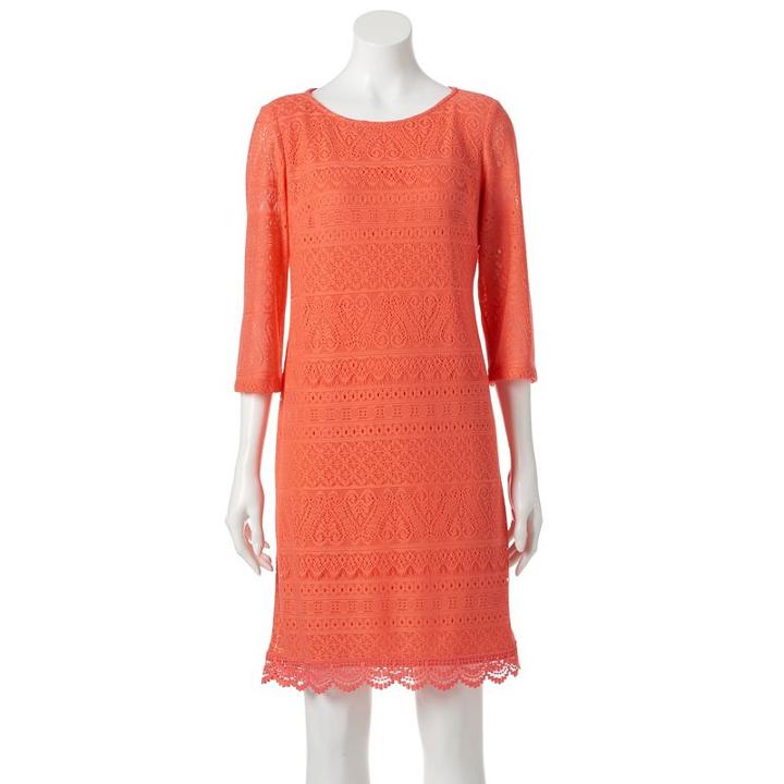 Women's Dana Buchman Lace Shift Dress, Size: 10, Med Orange