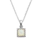 Tiara Sterling Silver Lab-created Opal Square Pendant, Women's, Size: 18, White