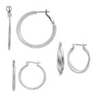 Jennifer Lopez Silver Tone Hoop Earring Set, Women's