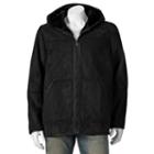 Men's Excelled Hooded Faux-shearling Jacket, Size: Medium, Black