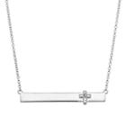 Sterling Silver Diamond Accent Cross Bar Necklace, Women's, Size: 16, Grey