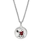 Peanuts Snoopy Kids' Stainless Steel Disc Pendant Necklace, Girl's, Red