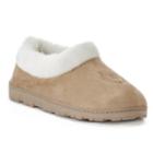Women's Chaps Microsuede Faux-fur Closed Backed Slippers, Size: Medium, Dark Beige