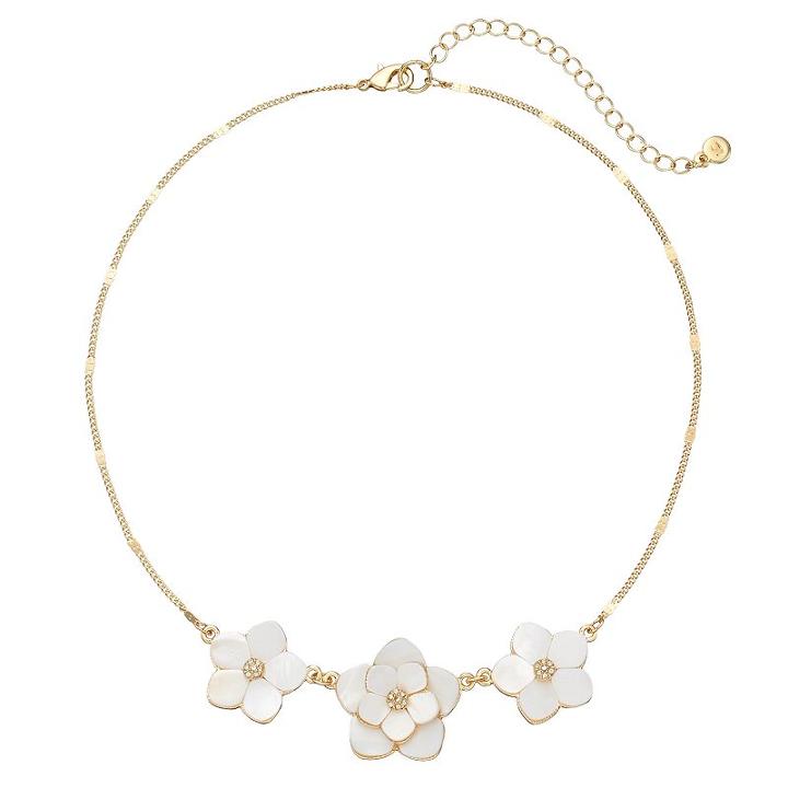 Lc Lauren Conrad Mother-of-pearl Flower Statement Necklace, Women's, White Oth