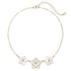 Lc Lauren Conrad Mother-of-pearl Flower Statement Necklace, Women's, White Oth