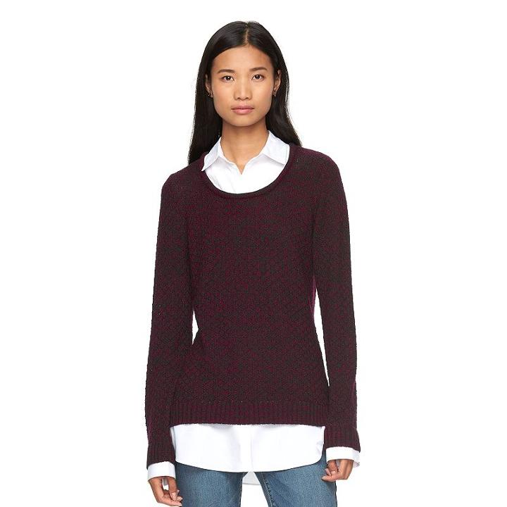 Women's Ab Studio Marled Mock-layer Sweater, Size: Small, Ovrfl Oth