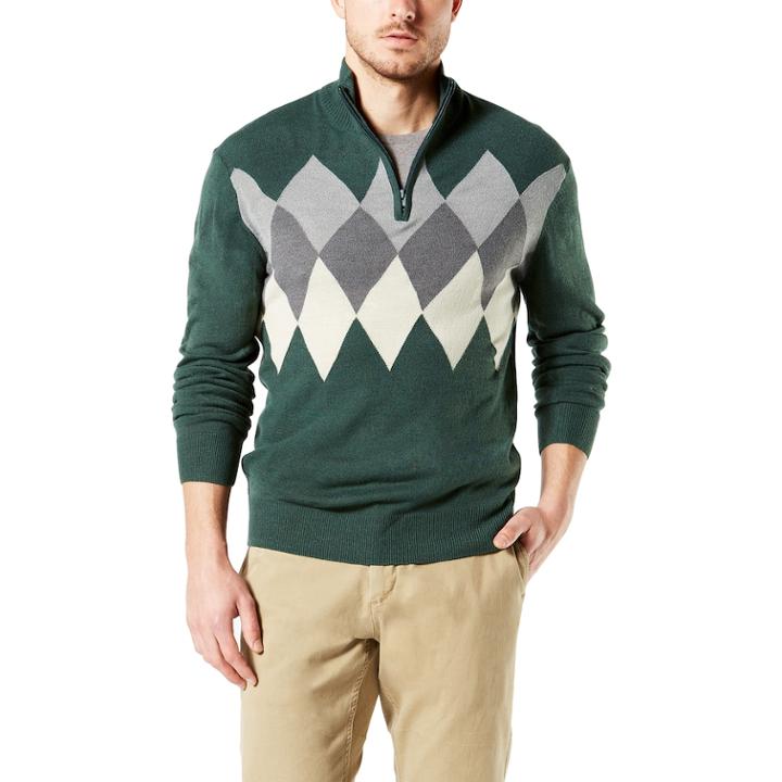 Men's Dockers&reg; Classic-fit Marled Quarter-zip Sweater, Size: Xl, Green