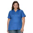 Plus Size Croft & Barrow&reg; Pique Polo, Women's, Size: 3xl, Dark Blue