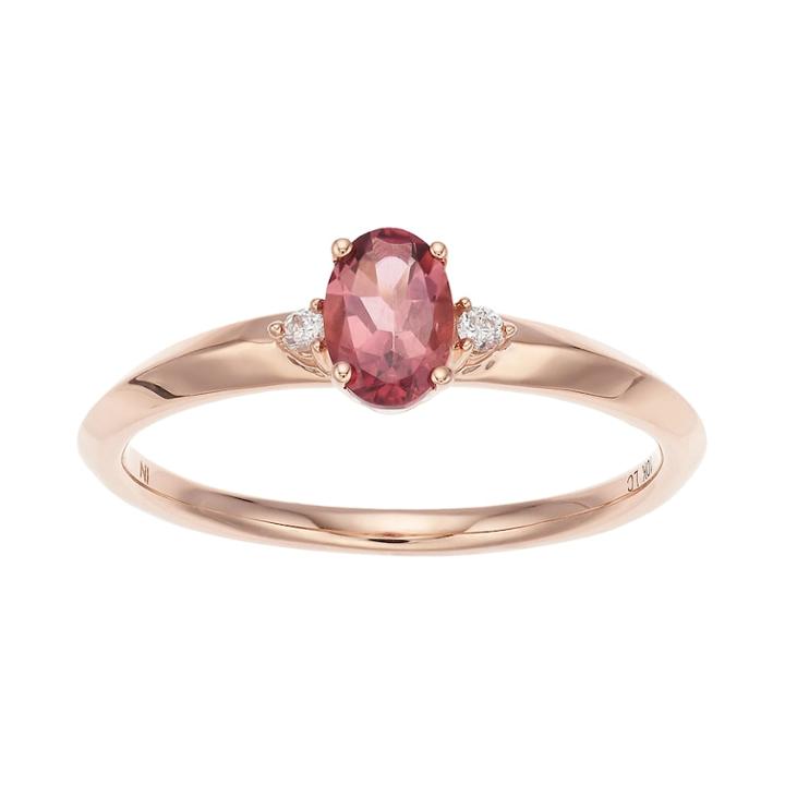 Lc Lauren Conrad 10k Rose Gold Pink Tourmaline & Diamond Accent Oval Ring, Women's, Size: 6