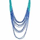 Blue Seed Bead Ombre Layered Necklace, Women's