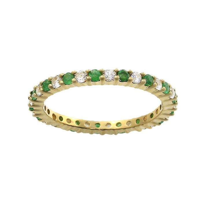 10k Gold Emerald And White Sapphire Eternity Wedding Ring, Women's, Size: 8, Green