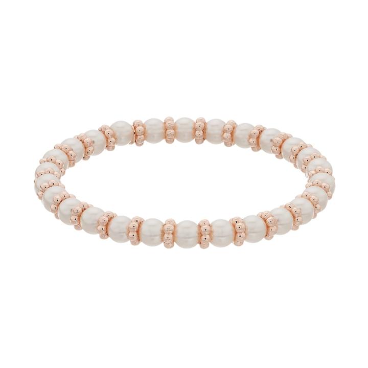 Gold Tone Simulated Pearl Stretch Bracelet, Women's, Pink