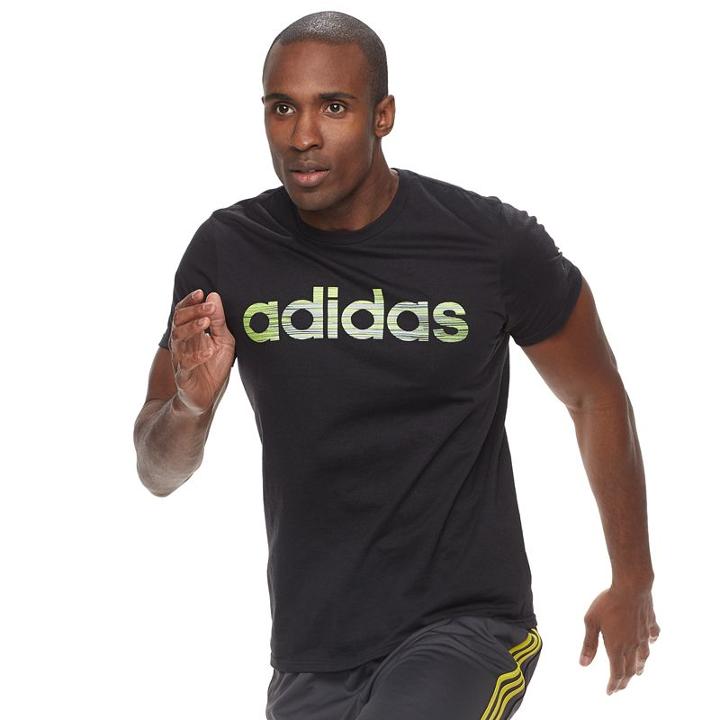 Men's Adidas Linear Graphic Tee, Size: Xl, Black