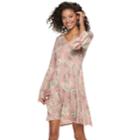 Juniors' American Rag Floral Bell Sleeve Swing Dress, Teens, Size: Small, Pink