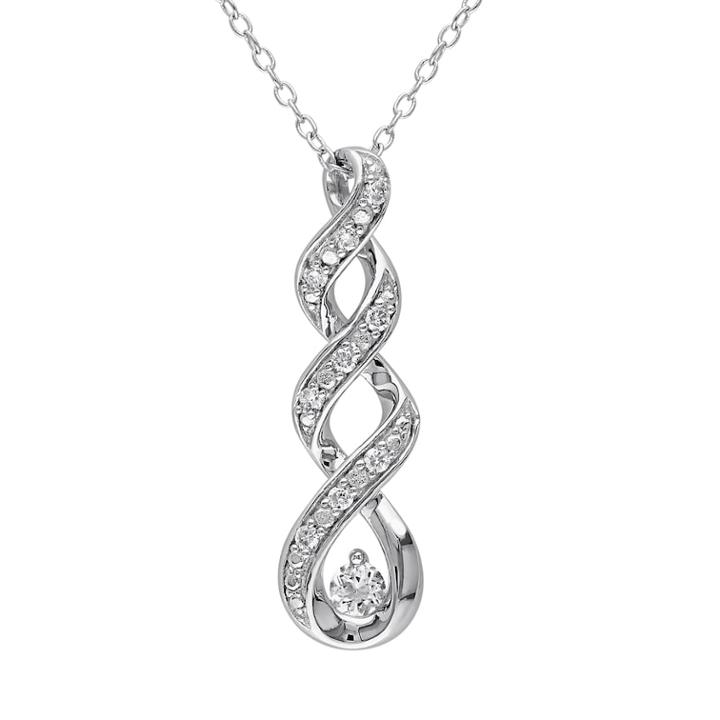 Stella Grace Lab-created White Sapphire & 1/10 Carat T.w. Diamond Sterling Silver Twist Pendant Necklace, Women's, Size: 18