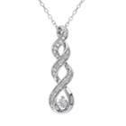 Stella Grace Lab-created White Sapphire & 1/10 Carat T.w. Diamond Sterling Silver Twist Pendant Necklace, Women's, Size: 18
