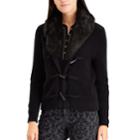 Women's Chaps Faux-fur Toggle Cardigan, Size: Medium, Black