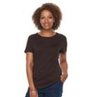 Women's Croft & Barrow&reg; Essential Classic Crewneck Tee, Size: Small, Dark Brown