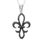 Stella Grace Sterling Silver 1/4-ct. T.w. Black Diamond Fleur-de-lis Pendant, Women's, Size: 18