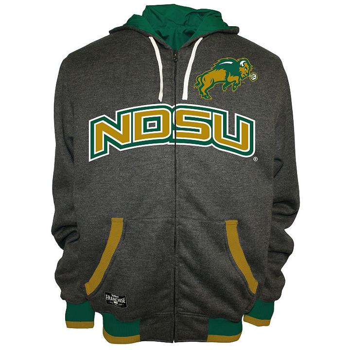 Men's Franchise Club North Dakota State Bison Power Play Reversible Hooded Jacket, Size: Xxl, Grey