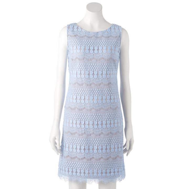 Women's Jessica Howard Crochet Lace Shift Dress, Size: 10, Blue (navy)