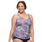 Plus Size Croft & Barrow&reg; Medallion Tankini Top, Women's, Size: 16 W, Turquoise Paisley