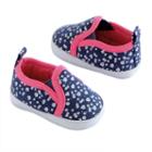 Oshkosh B'gosh&reg; Baby Girl Floral Slip-on Crib Shoes, Size: 3-6 Months, Blue (navy)