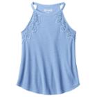 Girls 7-16 & Plus Size Mudd&reg; Crochet Ribbed Highneck Tank Top, Girl's, Size: 14, Light Blue