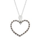 Sterling Silver 1/3 Carat T.w. Black & White Diamond Heart Pendant Necklace, Women's, Size: 18