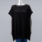 Simply Vera Vera Wang Lace Knit Stitch Poncho, Women's, Black